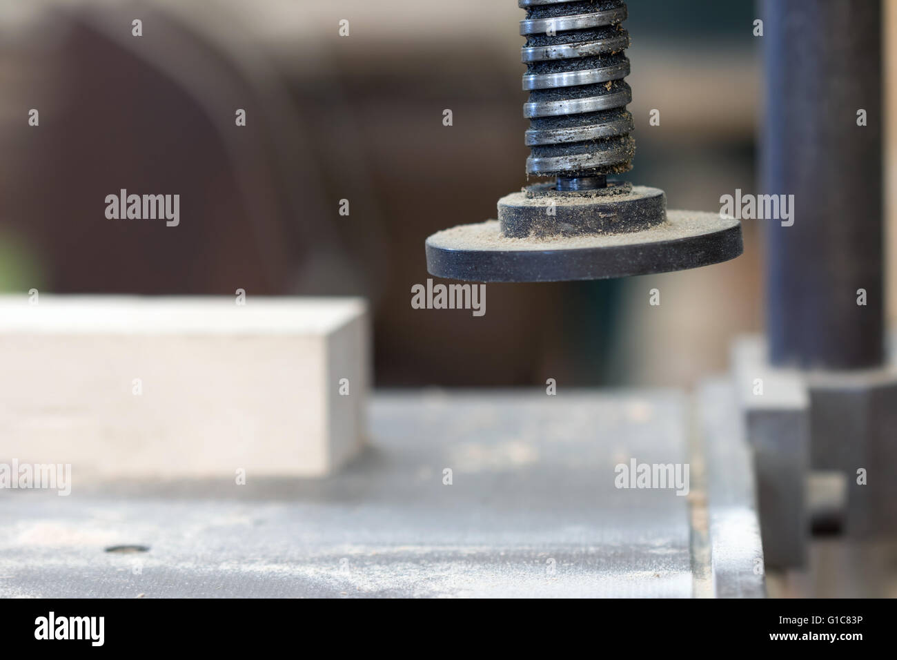 Chuck in the carpentry workshop - shallow depth of field Stock Photo