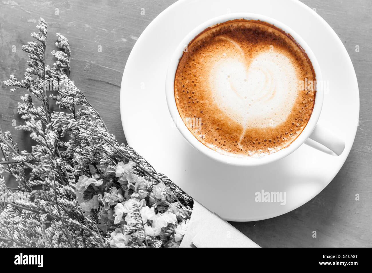 Coffee cup with beautiful flower background, stock photo Stock Photo
