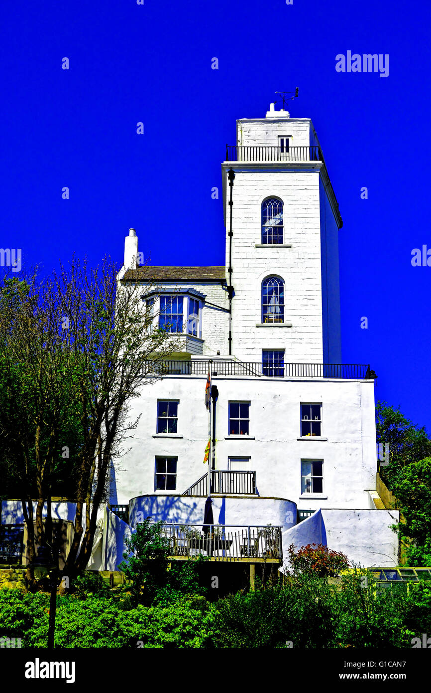 North Shields Highlights top Lighthouse blue sky Stock Photo