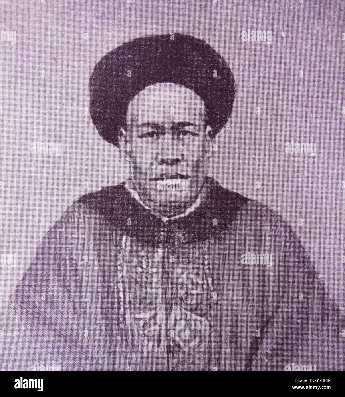 Portrait of Marquis Zeng Jize (1839-1890) China's earliest ministers to London, Paris and Saint Petersburg, played an important role in the diplomacy that preceded and accompanied the Sino-French War. Dated 1886 Stock Photo