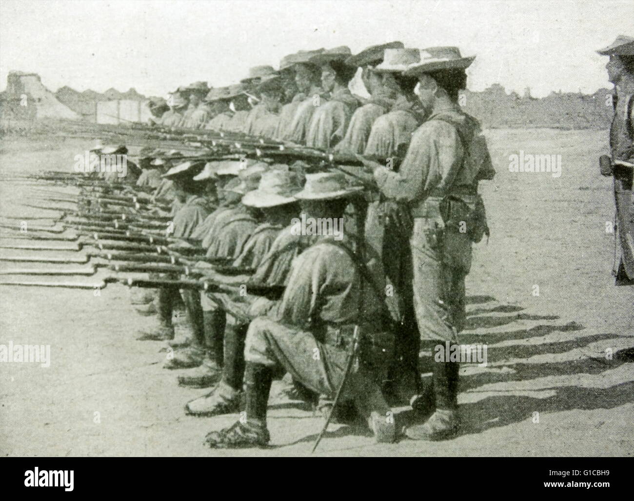 Photograph of a Chinese squadron with modern arms and drilled by European officers Stock Photo