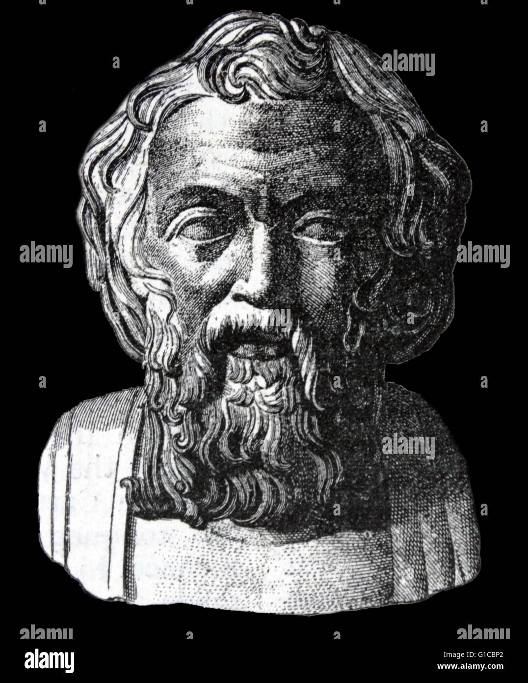 Portrait of Lycurgus of Sparta (800-730 BC) legendary lawgiver of Sparta who established the military-oriented reformation of Spartan society in accordance with the Oracle of Apollo at Delphi. Stock Photo