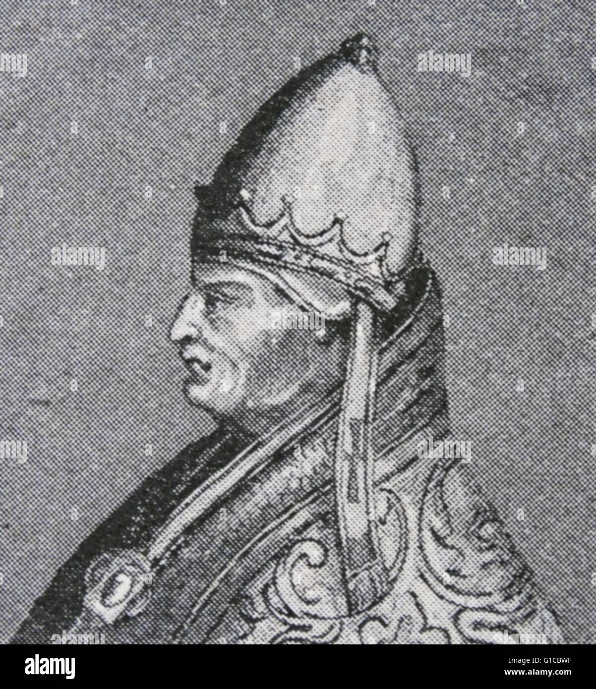 Portrait of Pope Gregory VI, born John Gratian in Rome. Dated 12th Century Stock Photo