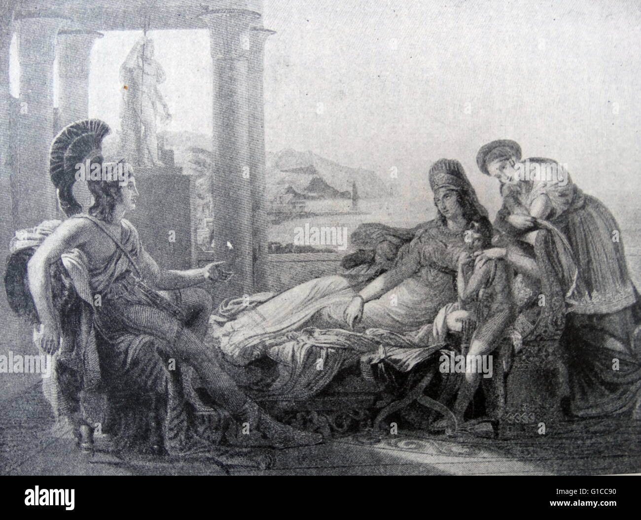 Painting titled Aeneas and Dido depicting the Queen of Carthage listening to the story of the siege of Troy by Pierre-Narcisse Guérin (1774-1833) a French painter. Dated 19th Century Stock Photo