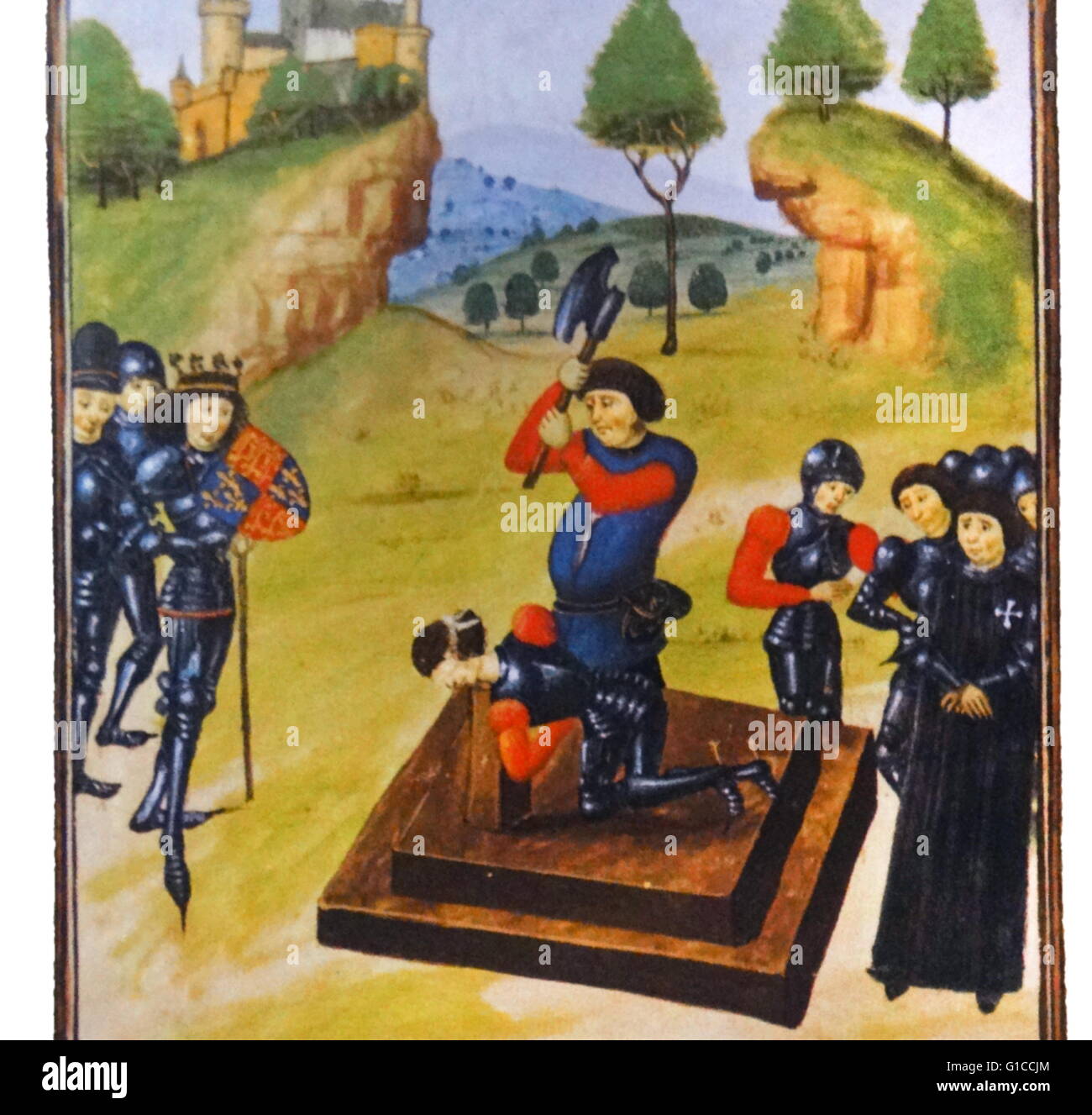 Illumination of the Battle of Tewkesbury of 1471. Dated 15th Century Stock Photo