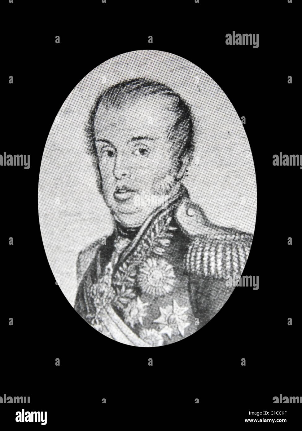 Portrait of Dom John VI was King of the United Kingdom of Portugal, Brazil and the Algarves (1767-1826). Dated 19th Century Stock Photo