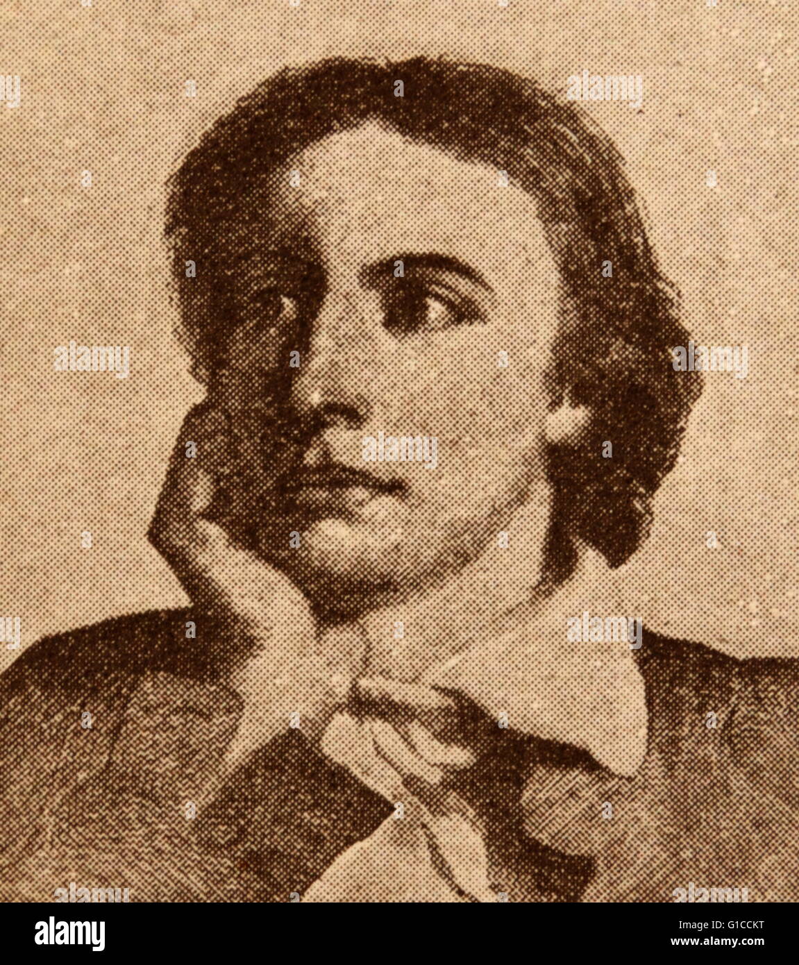 Portrait of John Keats (1795-1821) English Romantic poet. Dated 19th Century Stock Photo