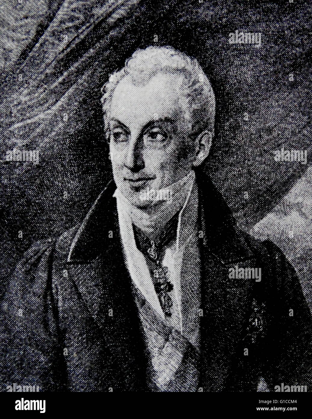 Portrait of Prince Klemens Wenzel von Metternich (1773-1859) Politician, statesman of Rhenish, and Austrian Empire's Foreign Minister. Dated 19th Century Stock Photo