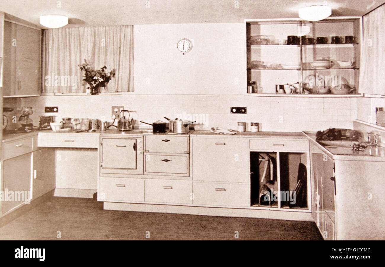 Photograph of a typical 1950's American kitchen. Dated 20th Century Stock Photo