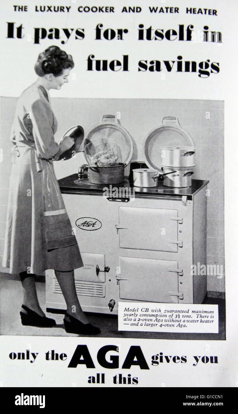 Advert for a 1950's AGA Cooker. Dated 20th Century Stock Photo