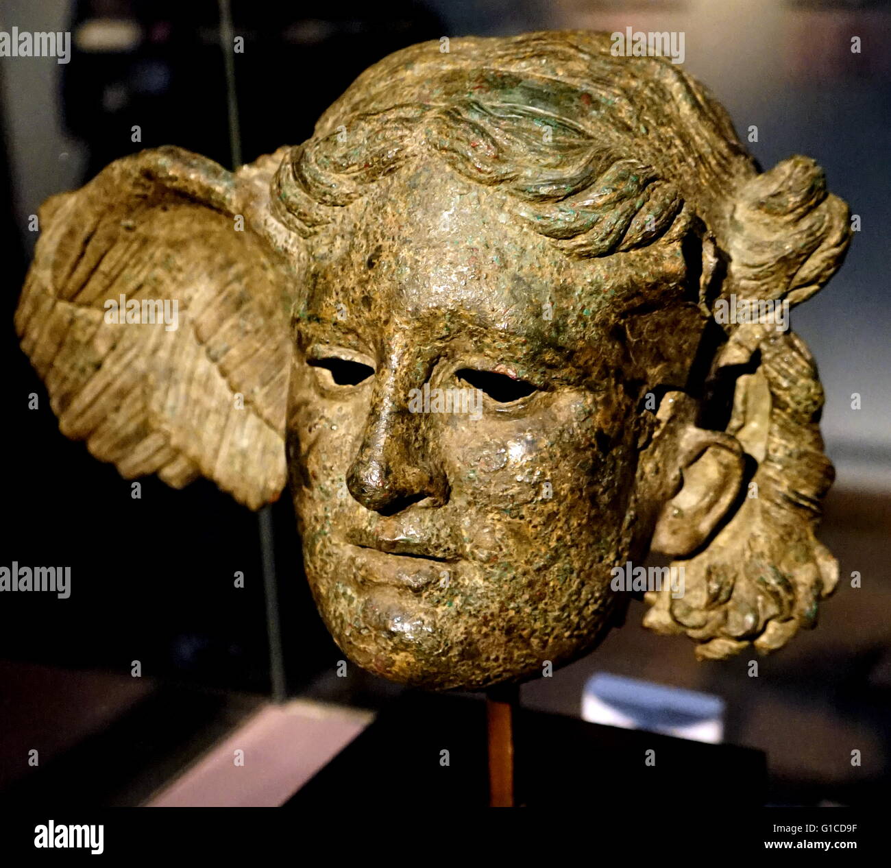 Bronze head of Hypnos, the Greek god of sleep. Dated 275 BC Stock Photo