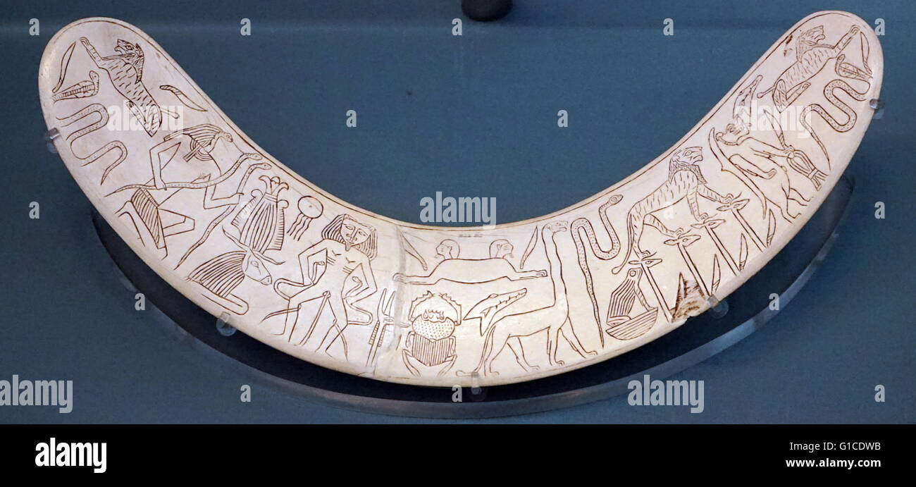 Hippopotamus ivory, Amuletic wand from the Middle Kingdom, Egypt. Stock Photo