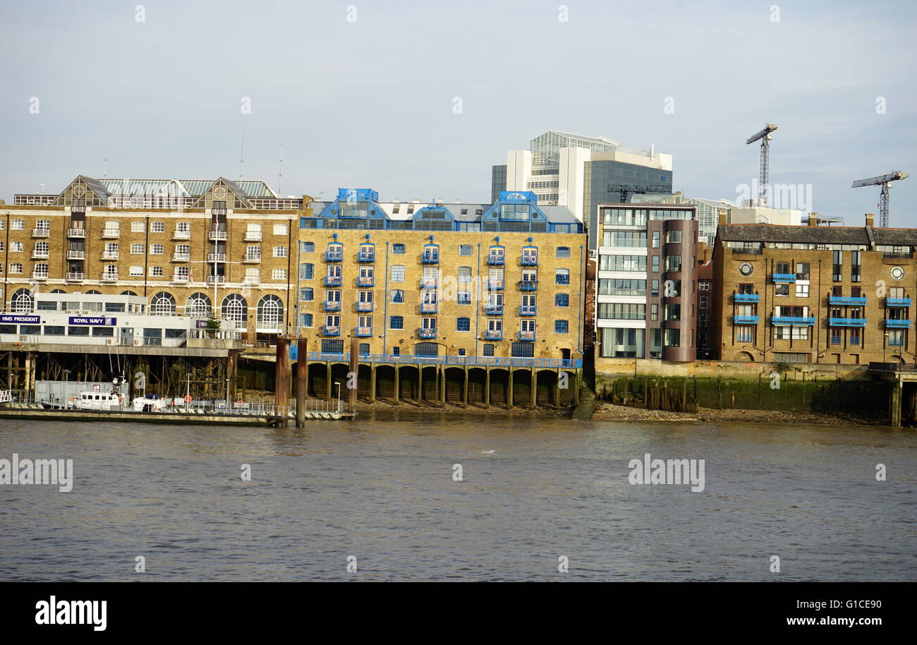 Skyline of the North Bank of the River Thames, London. Dated 2015 Stock Photo