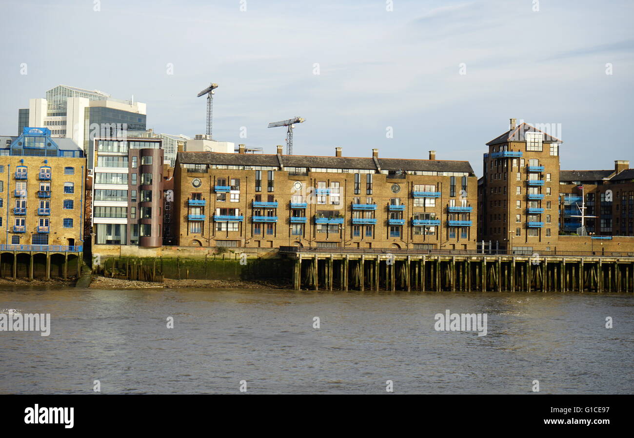 Skyline of the North Bank of the River Thames, London. Dated 2015 Stock Photo
