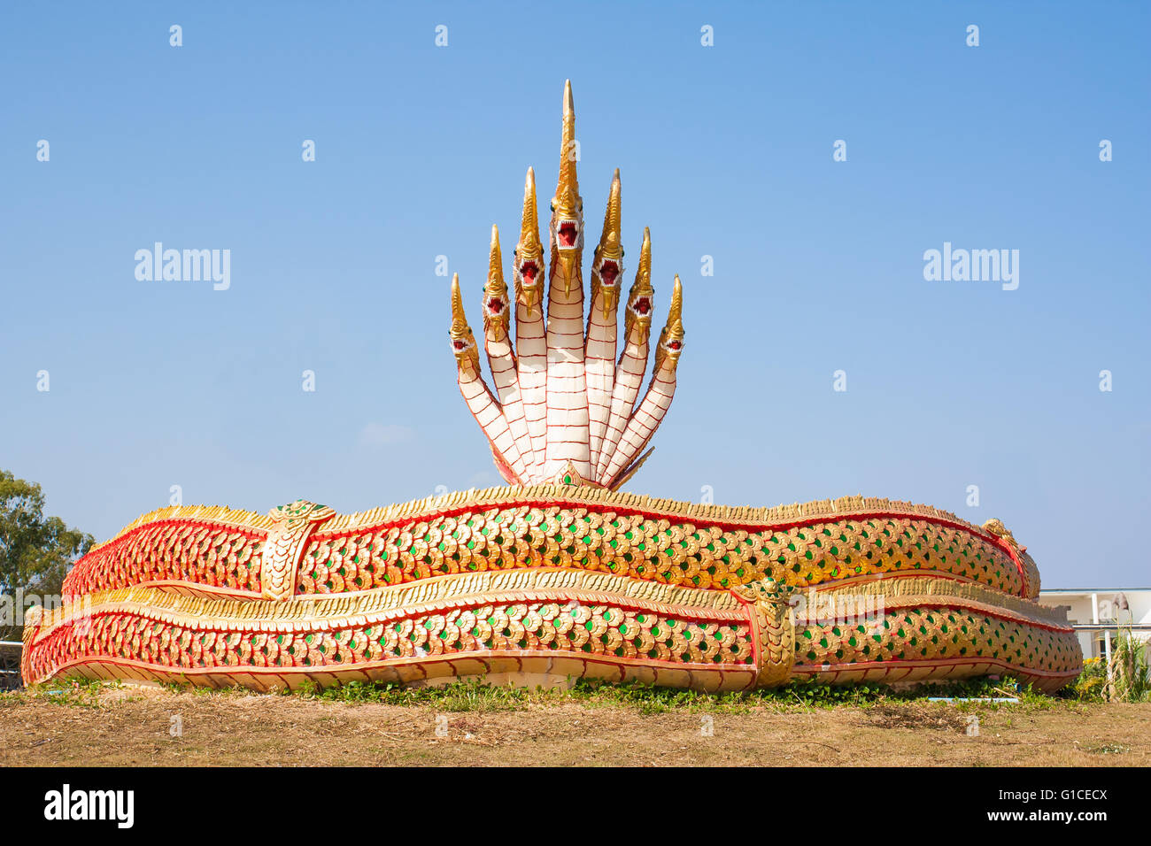 seven naga heads statue famous symbol of sakonnakhon, thailand Stock Photo Alamy