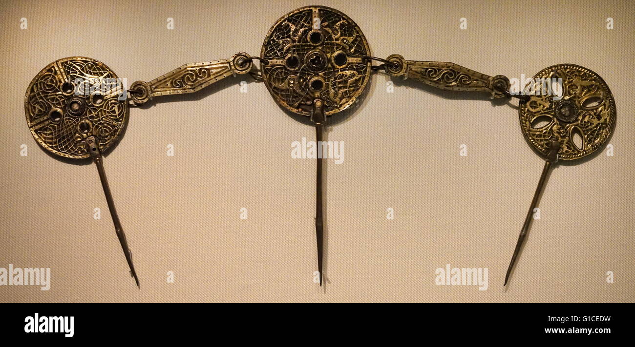 Dress pins made from gilded silver linked pins. Dated 8th Century Stock