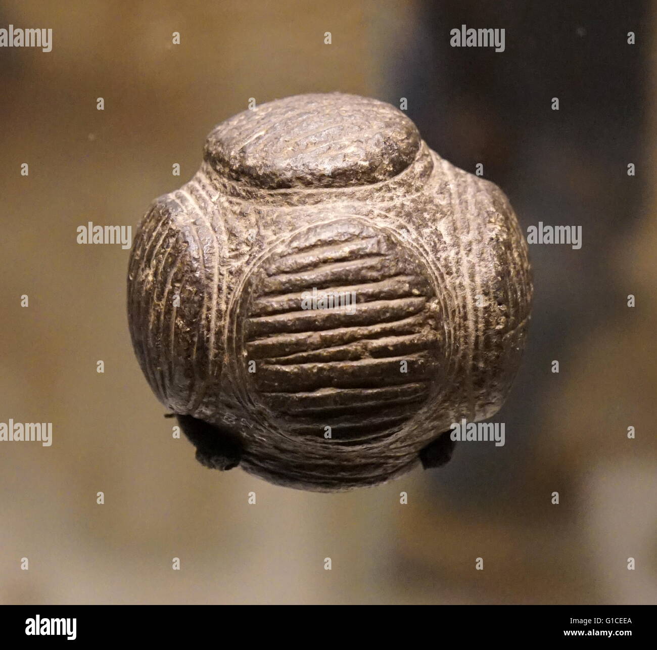 Carved stone ball from the Later Neolithic period. Scotland. Dated 3000 BC Stock Photo