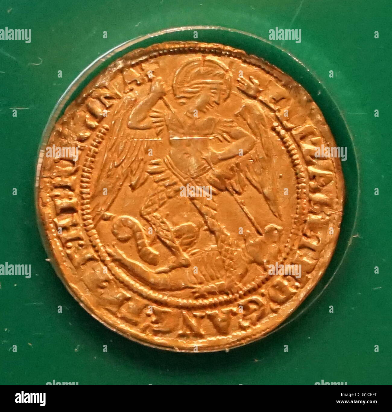 Elizabeth I Angel Coin. Dated 16th Century Stock Photo