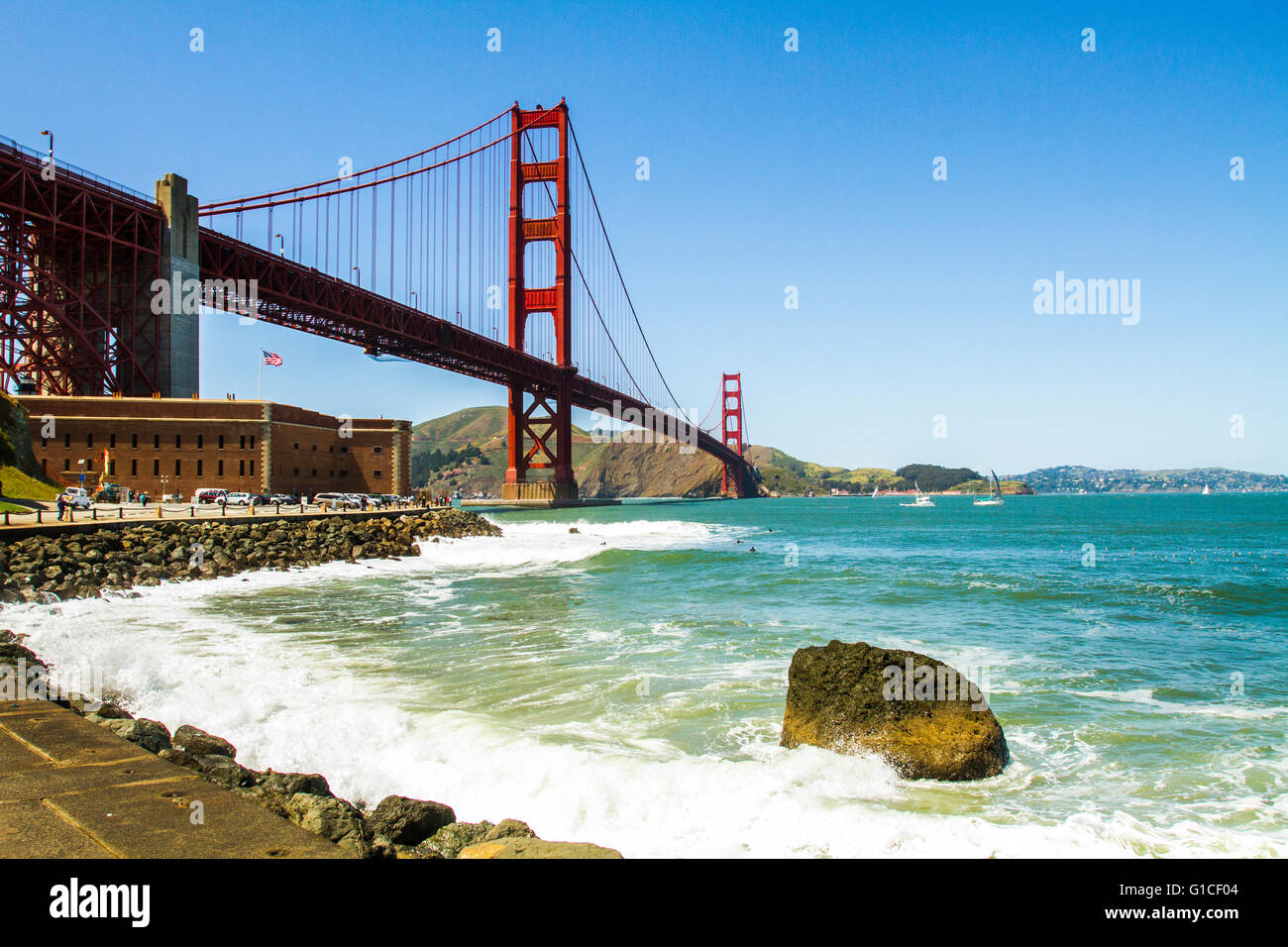 Golden Gate Bridge in San Francisco on a sunny summer day Stock Photo ...
