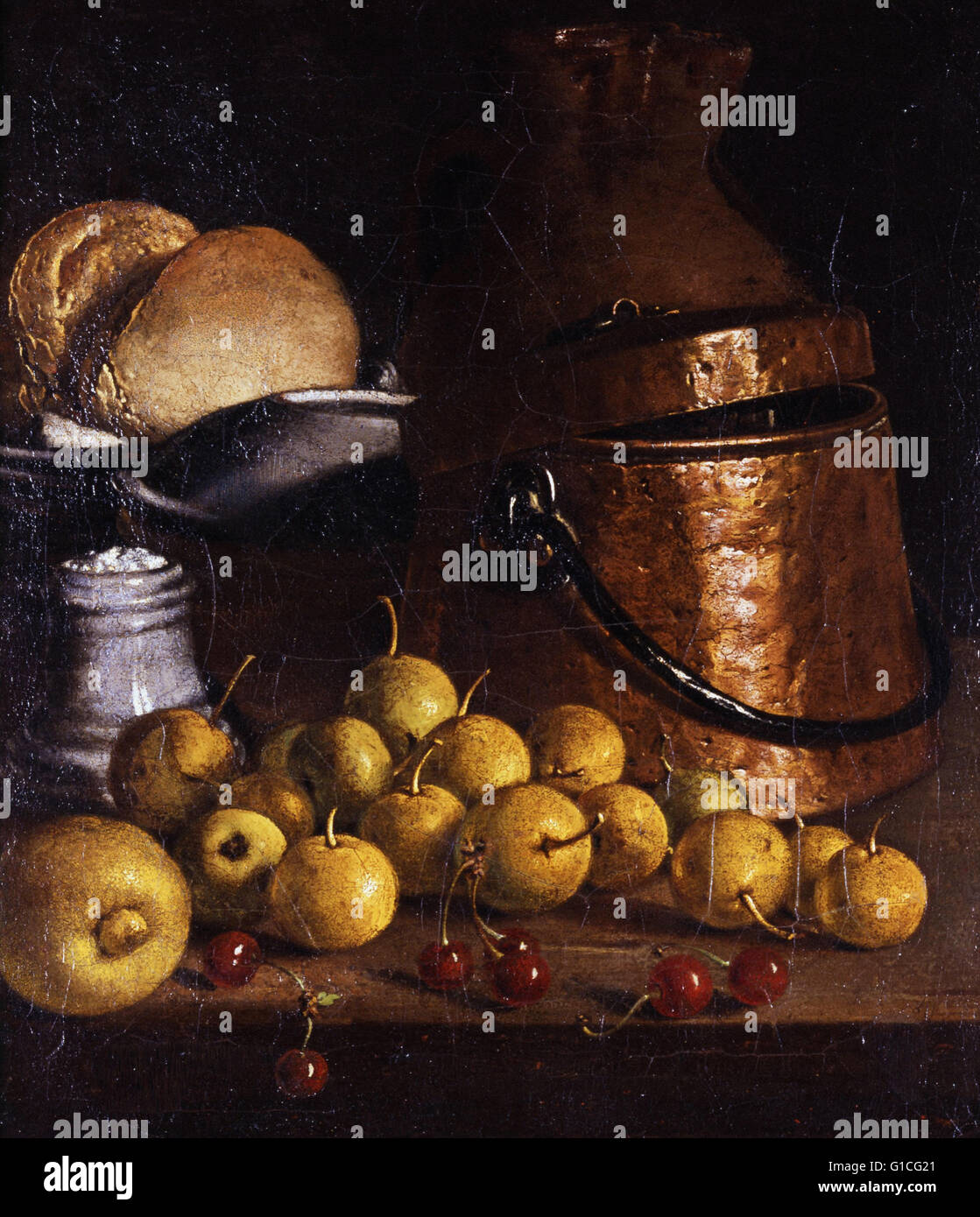 Meléndez, Luis - Still Life with Fruits and Cooking Utensils -  Museo Cerralbo Stock Photo