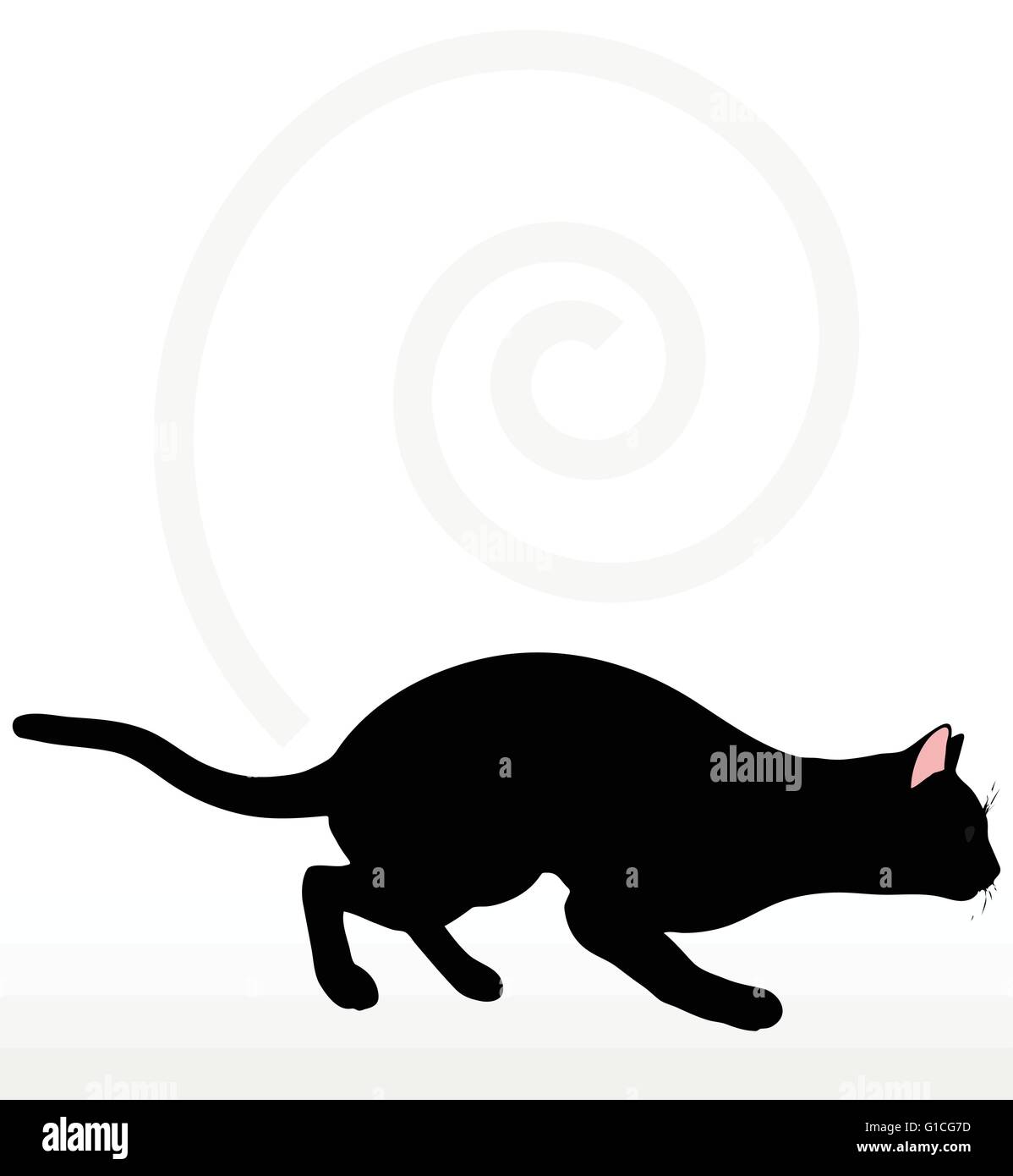 Vector Image - cat silhouette in Stalking pose isolated on white background Stock Vector