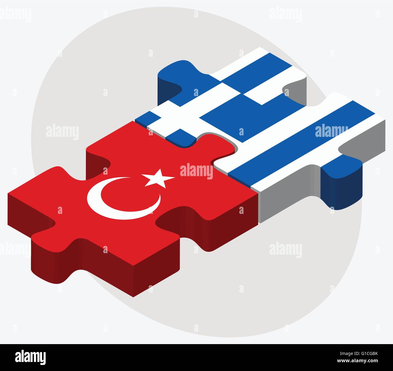 Vector Image Turkey and Greece Flags in puzzle isolated on white