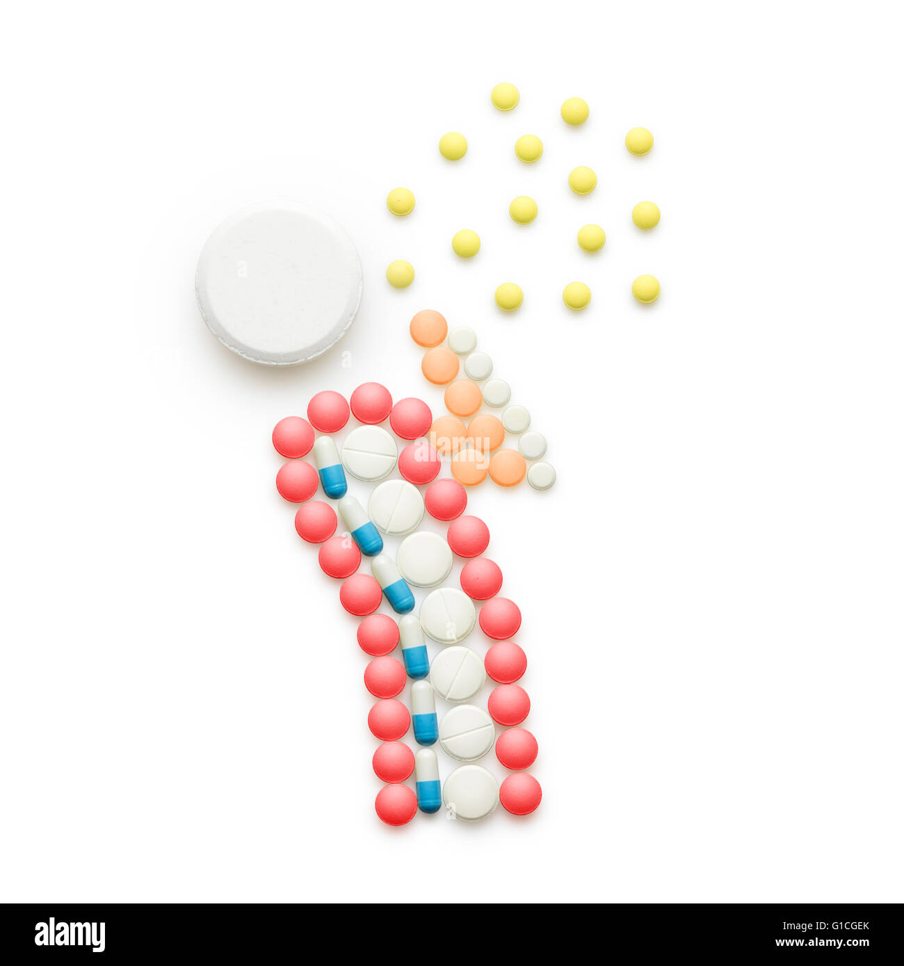 Creative health concept made of drugs and pills, isolated on white. A