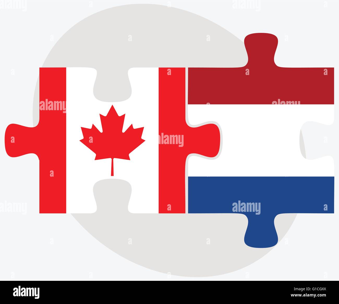 Vector Image Canada and Netherlands Flags in puzzle isolated on white