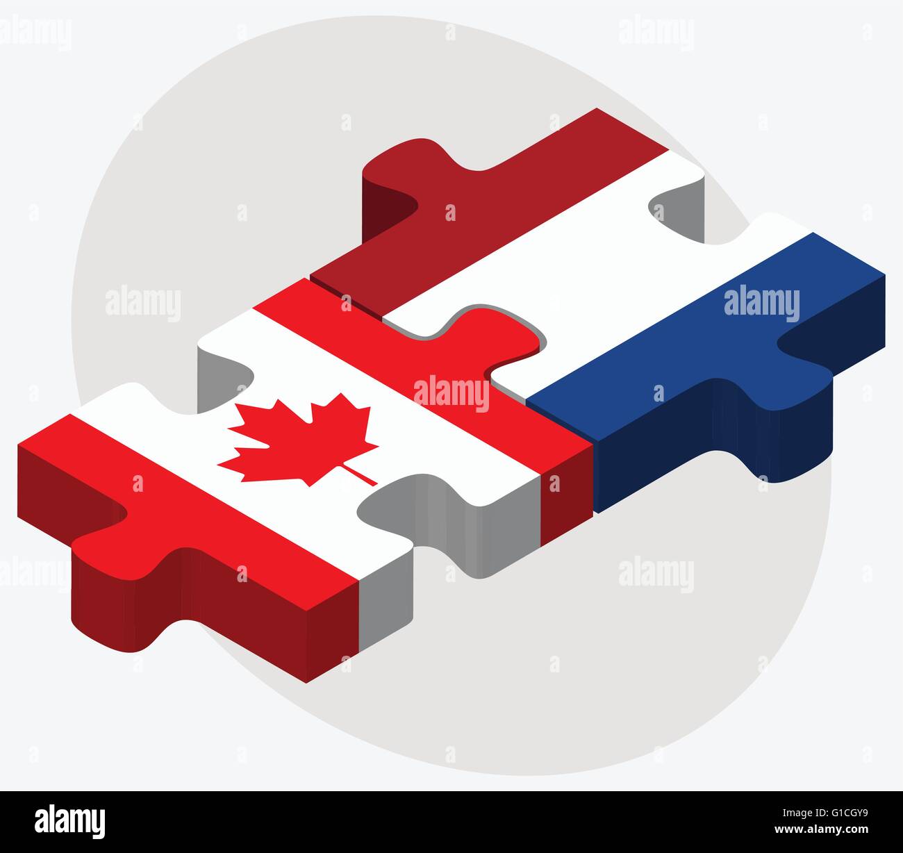 Vector Image Canada and Netherlands Flags in puzzle isolated on white