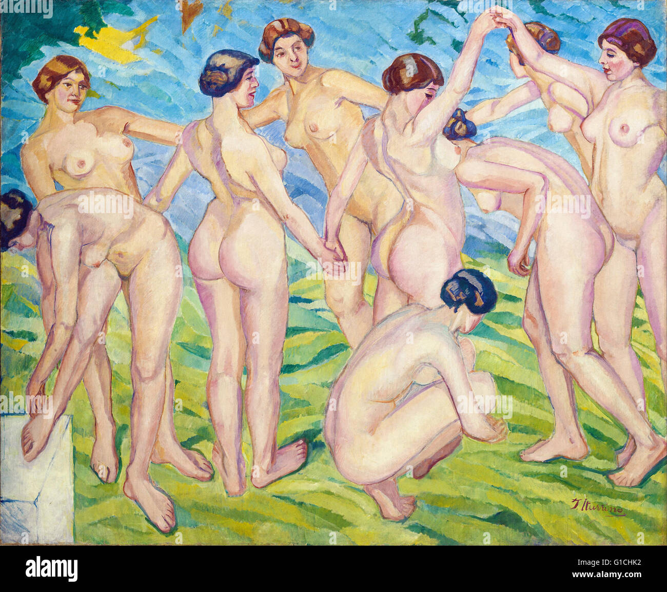 Francisco Iturrino - Nudes (Women Dancing in a Ring) - Museo de Bellas Artes de Bilbao Stock Photo