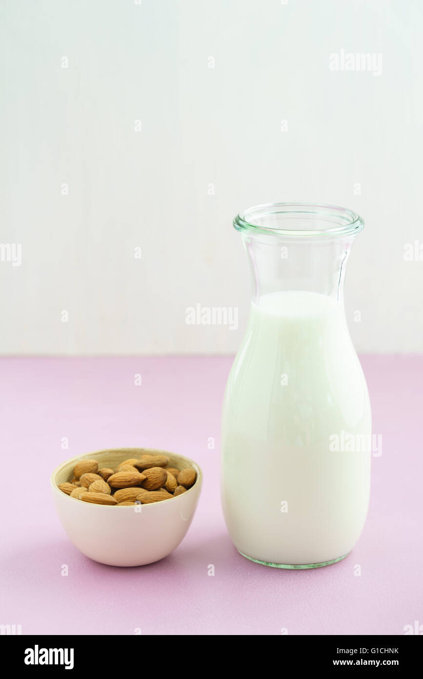 Almond milk in a bottle Stock Photo Alamy