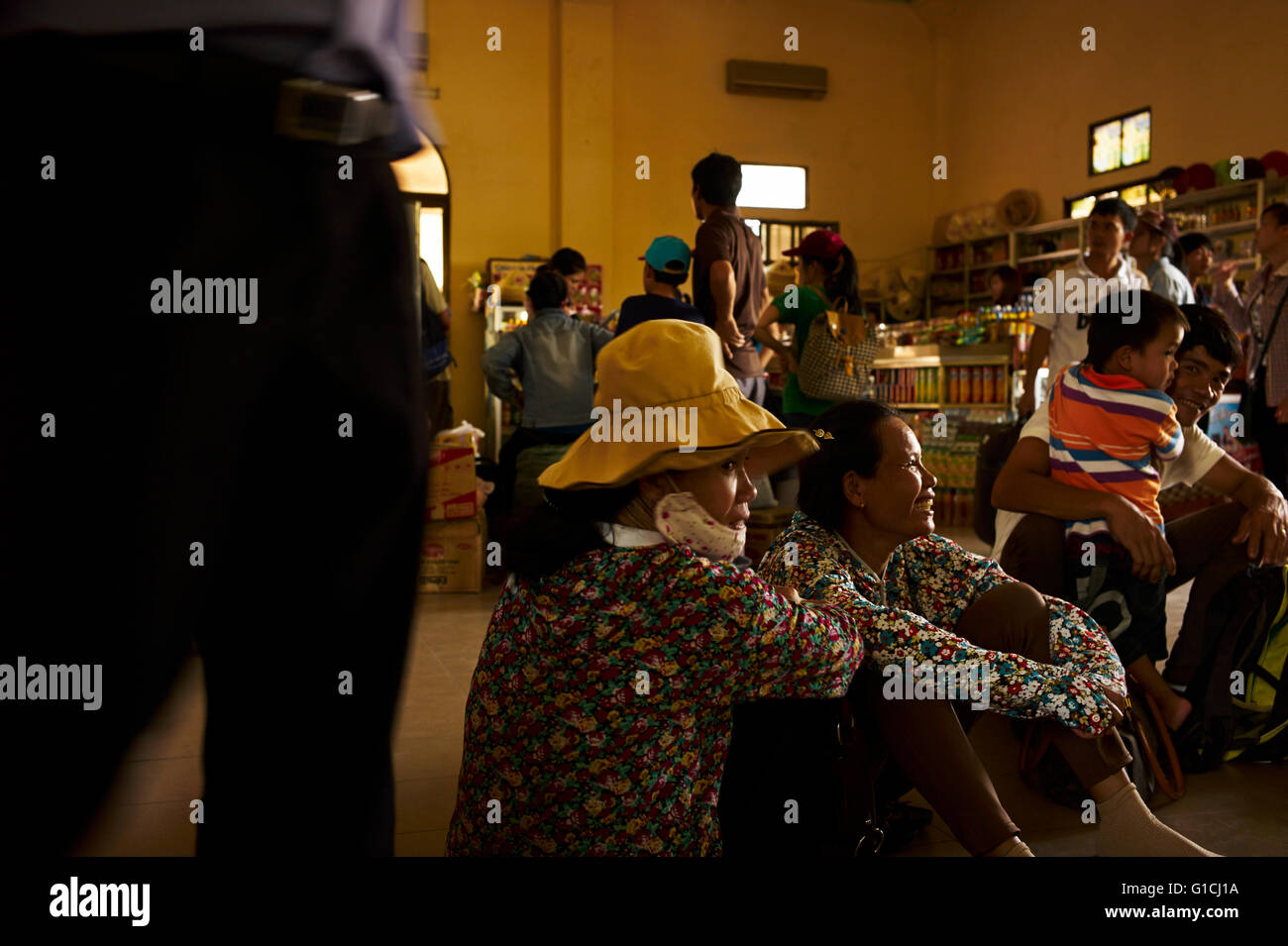 Reunification Express, Train journeys in Vietnam. Vietnam ways of life. Stock Photo