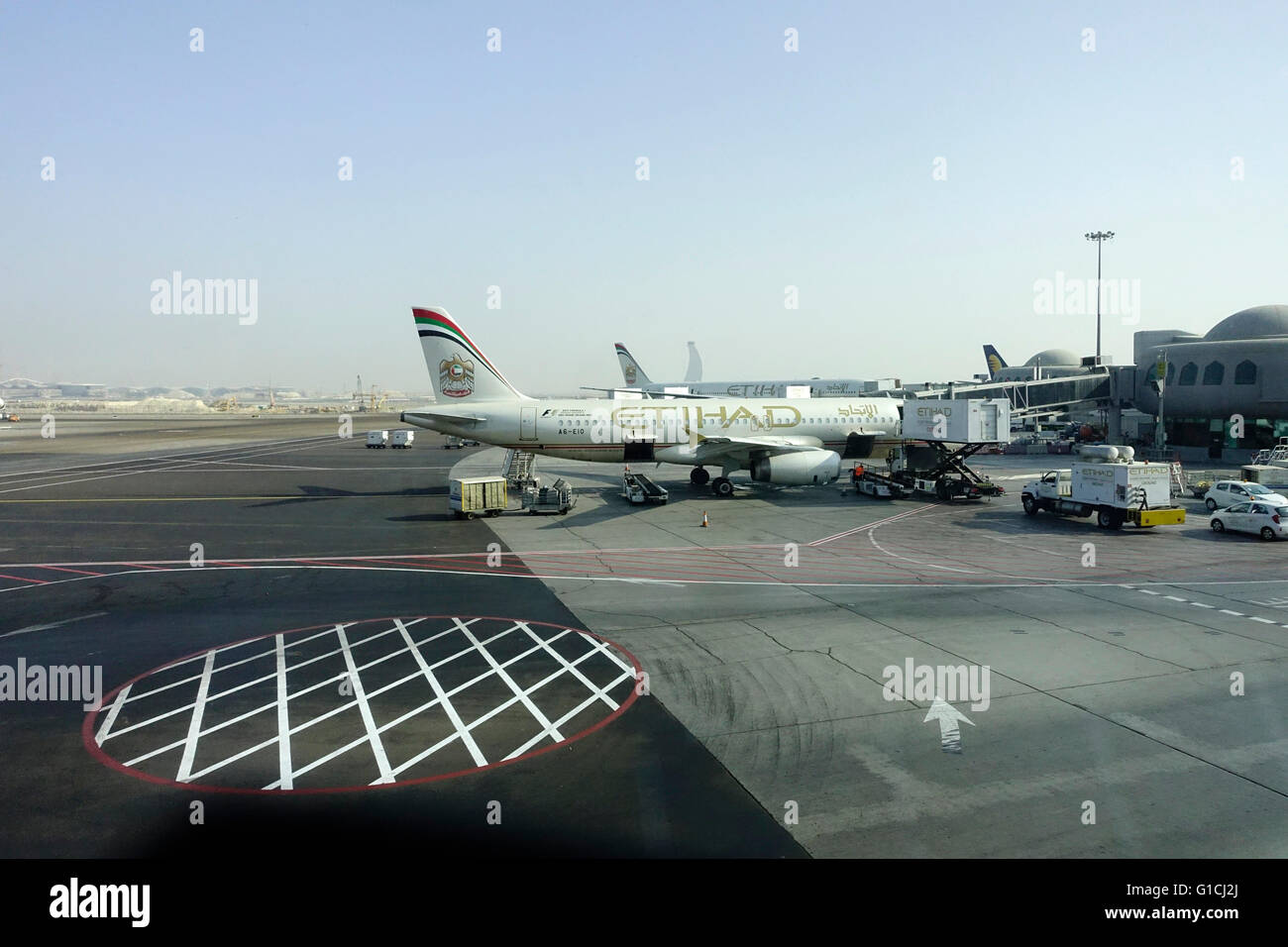 Abu Dhabi Airport. Ethidad airways.  United Arab Emirates. Stock Photo