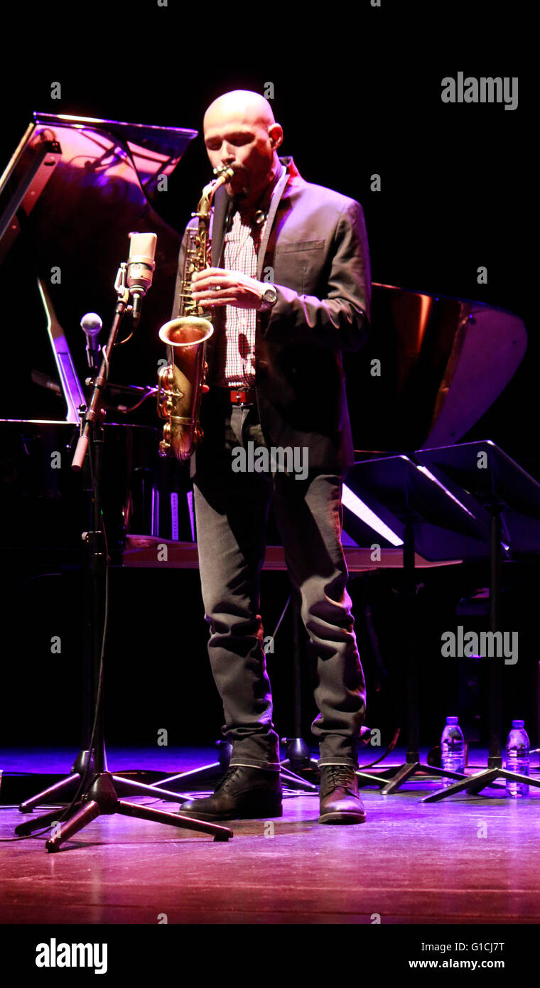 Miguel Zenon - Auftritt vom 'Miguel Zenon Quartet', Jazzfest, Haus der Berliner Festspiele, 6. November 2015, Berlin. Stock Photo