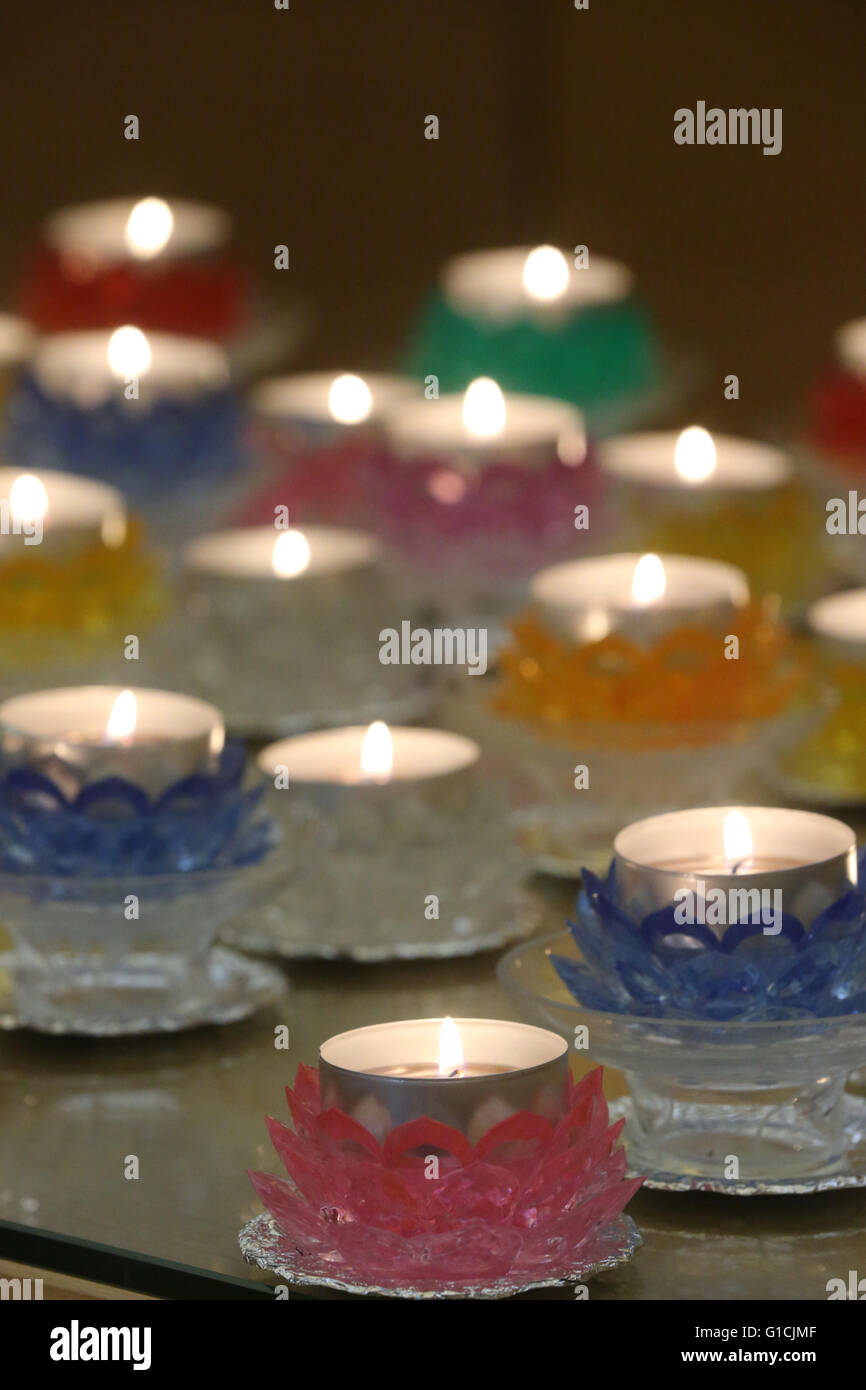 Fo Guang Shan temple. Lotus flower candles. Geneva. Switzerland Stock