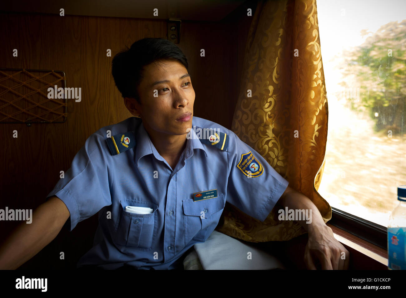 Reunification Express, Train journeys in Vietnam. Vietnam ways of life. Stock Photo