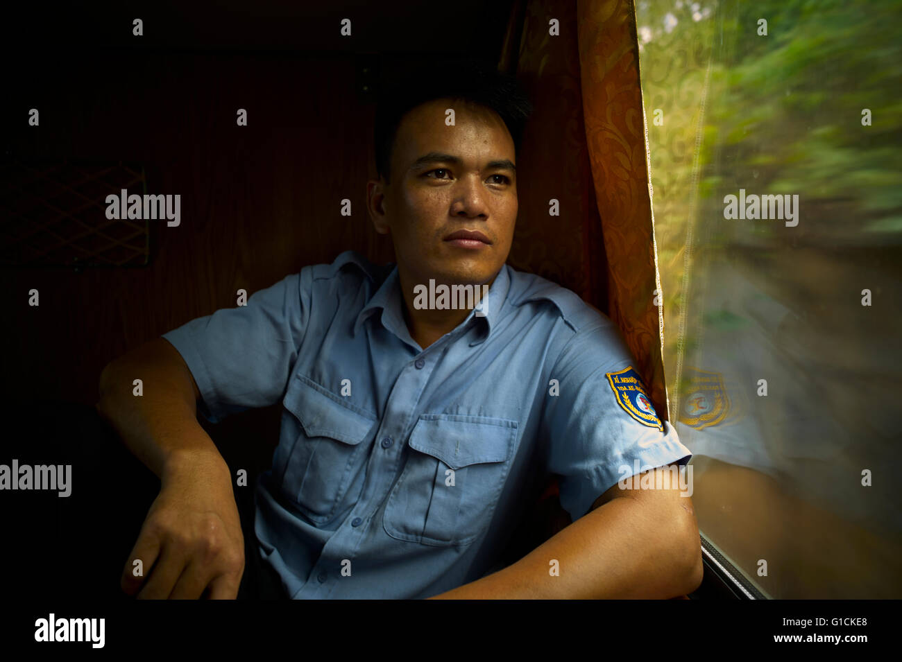 Reunification Express, Train journeys in Vietnam. Vietnam ways of life. Stock Photo