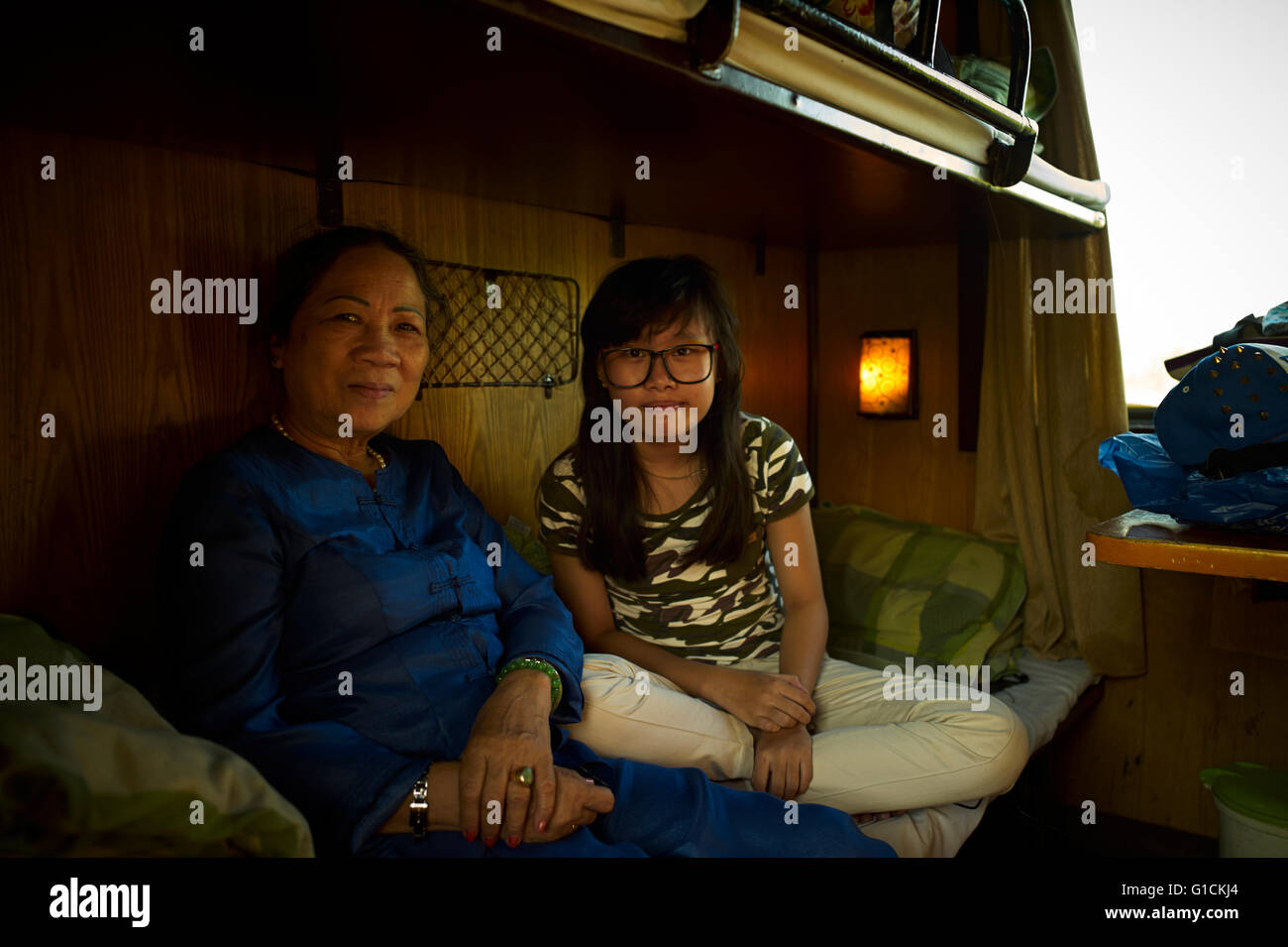 Reunification Express, Train journeys in Vietnam. Vietnam ways of life. Stock Photo