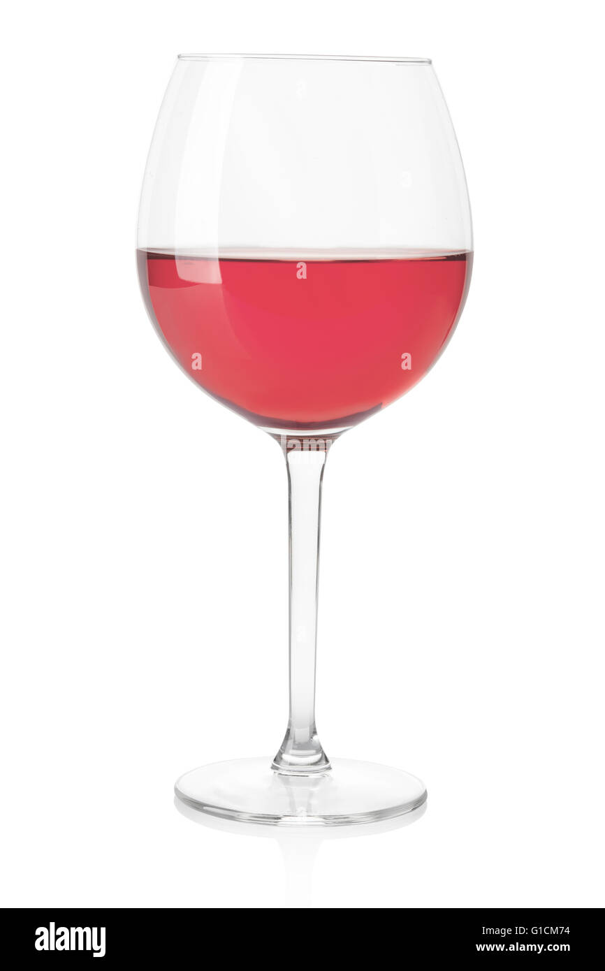 Rose wine glass on white, clipping path Stock Photo