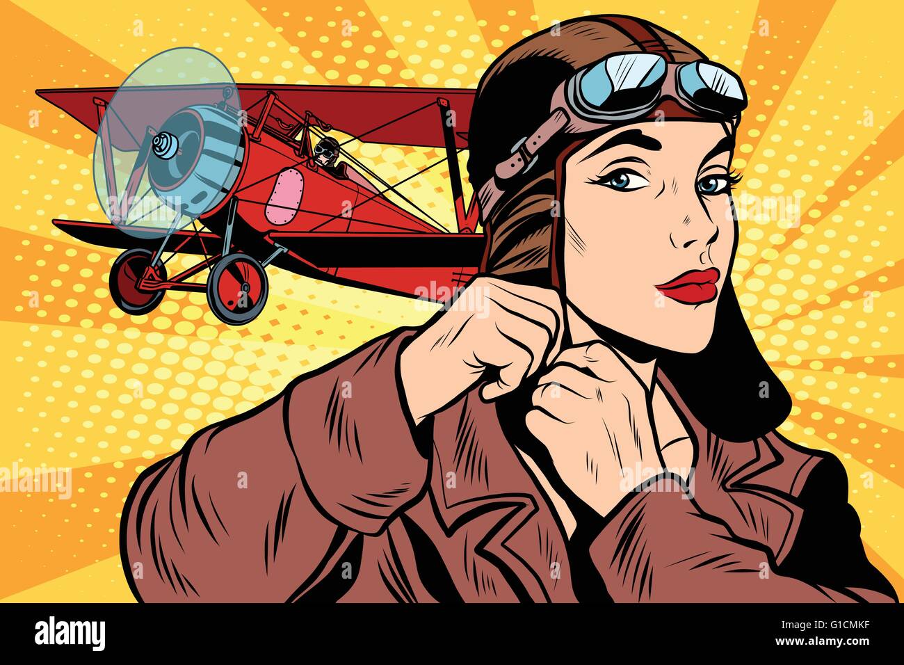 Girl retro military pilot Stock Vector Image & Art - Alamy