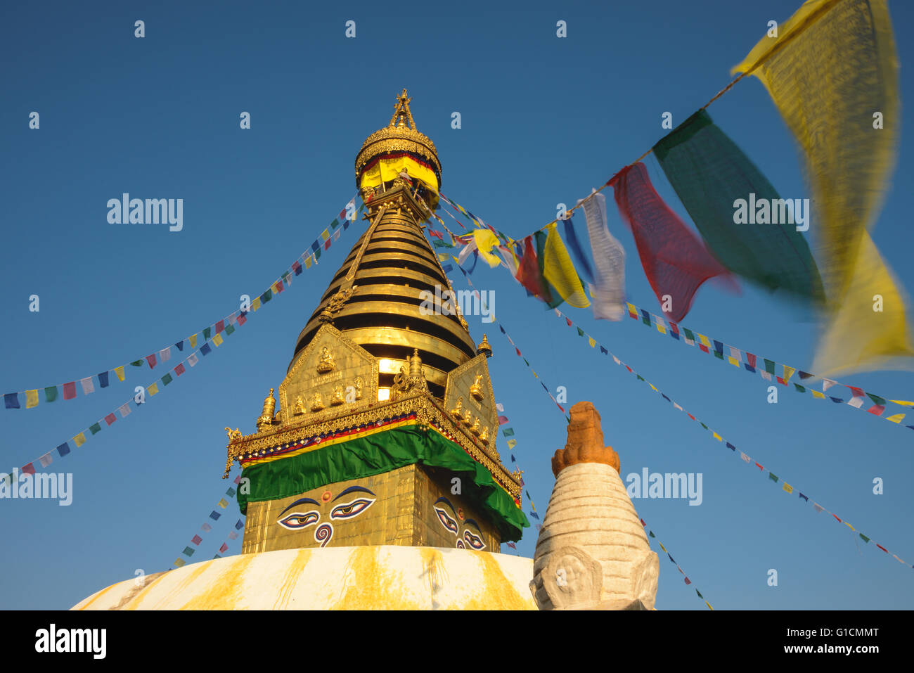 Swayambhunath temple in Kathmandu, also known as the monkey temple Stock Photo