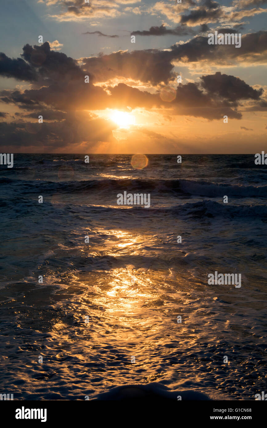 Indialantic, Florida - Sunrise over the Atlantic Ocean from Florida's east coast. Stock Photo