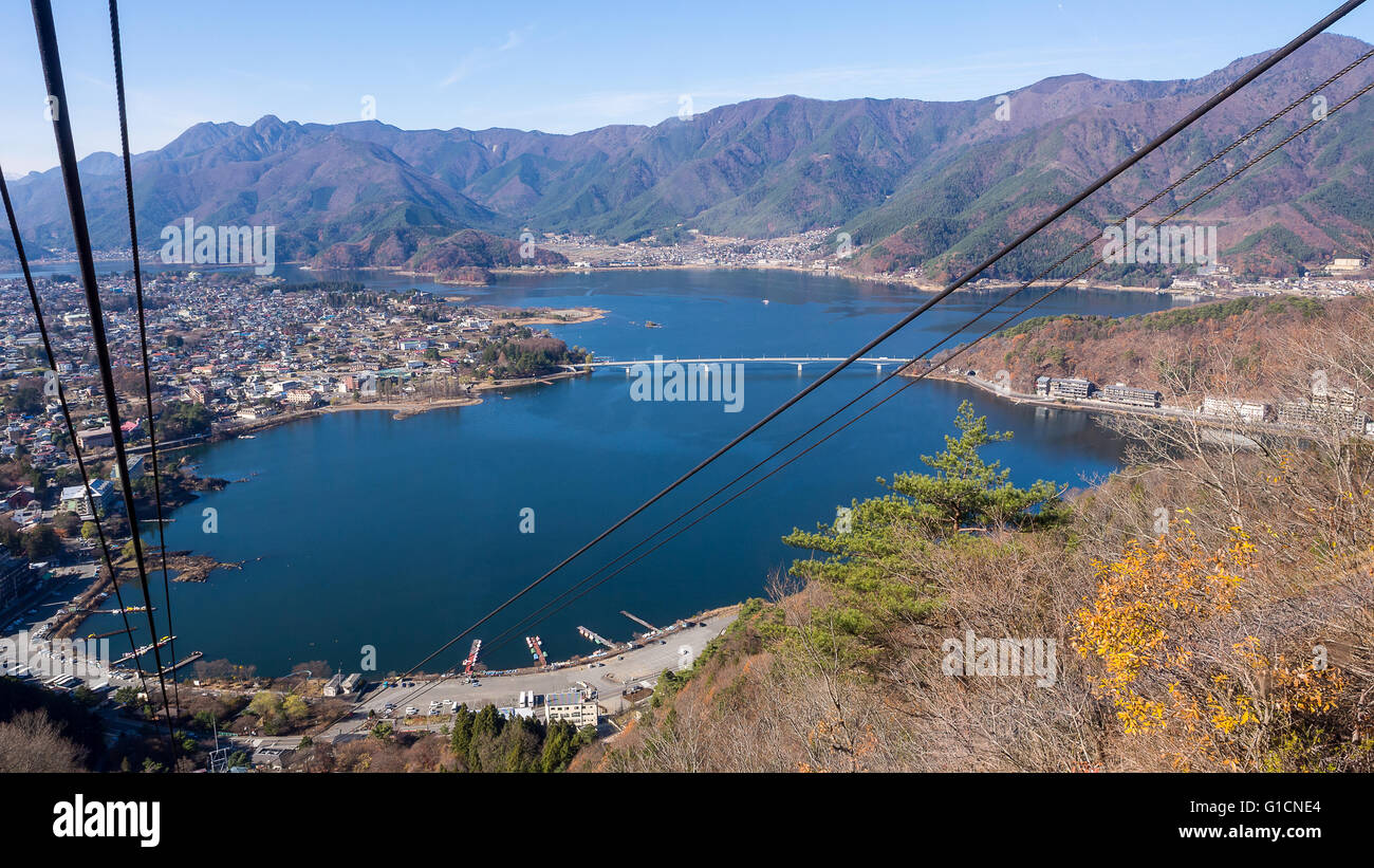 Kawaguchiko lake view from kachi-kachi cable car Stock Photo