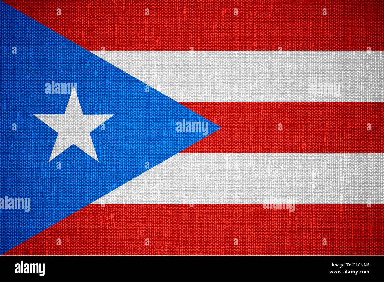 flag of Puerto Rico or Puerto Rican banner on cnavas background Stock Photo
