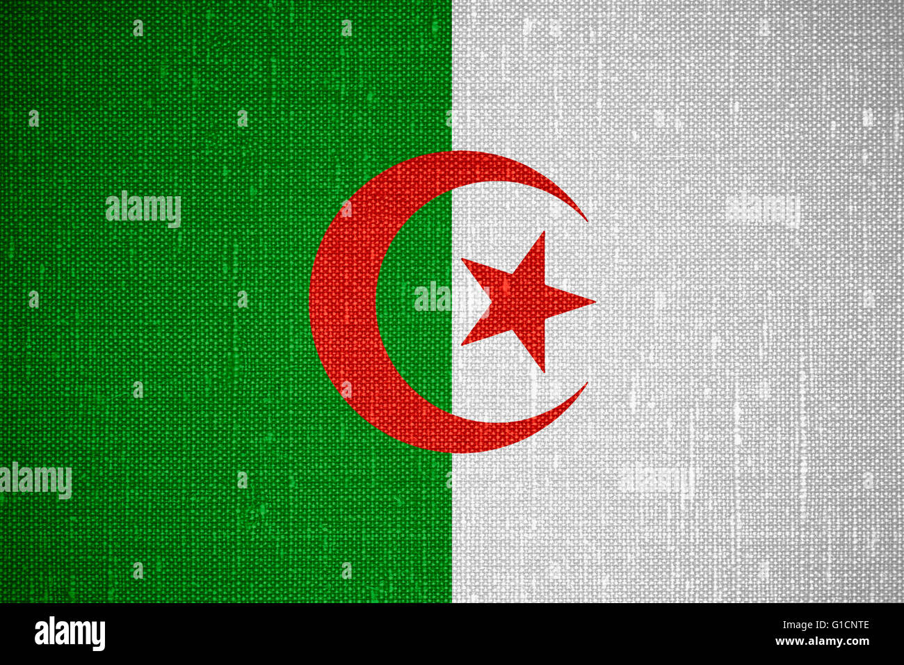 flag of Algeria or Algerian banner on cnavas background Stock Photo