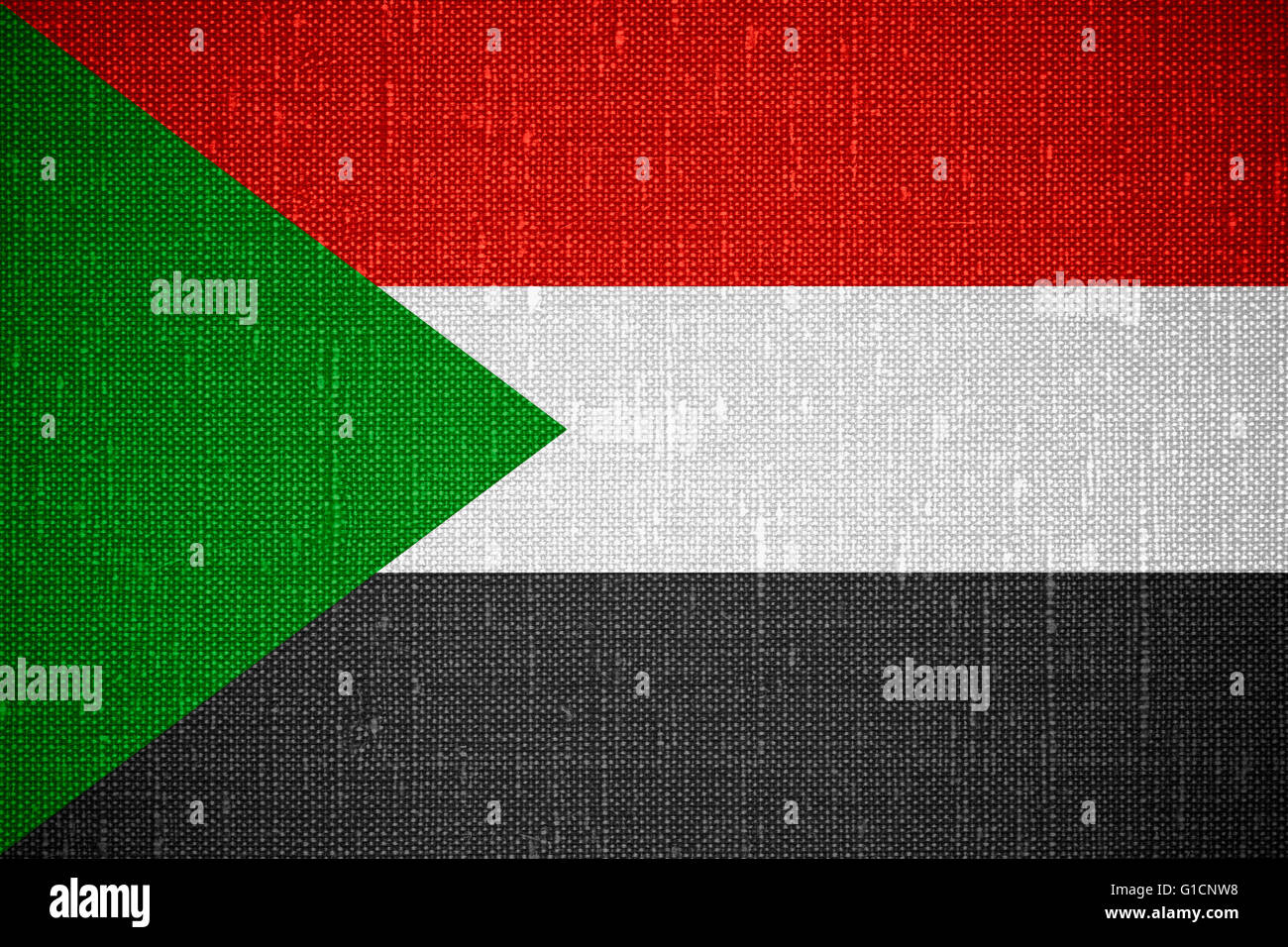 flag of Sudan or Sudanese banner on cnavas background Stock Photo