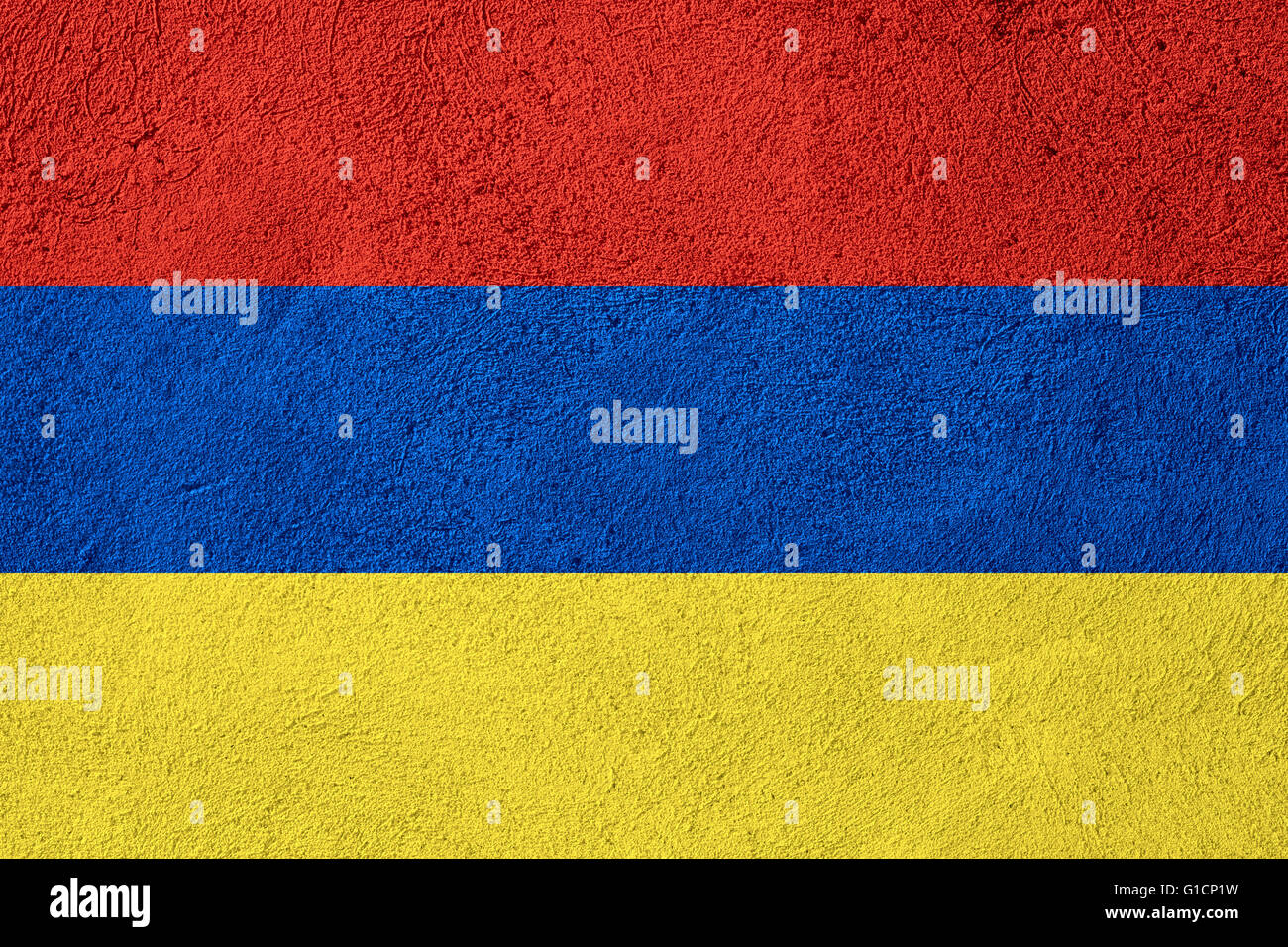 flag of Armenia or Armenian banner on rough pattern background Stock Photo