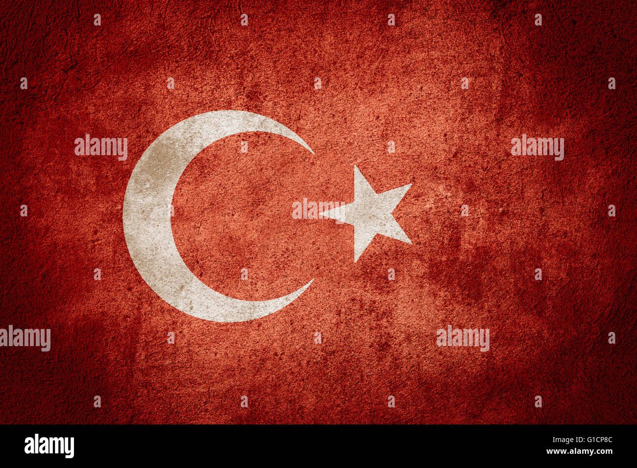 flag of Turkey or Turkish banner on stone background Stock Photo
