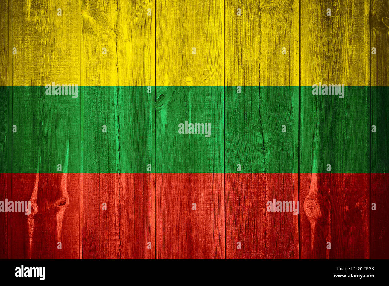 flag of Lithuania or banner on wooden background Stock Photo - Alamy