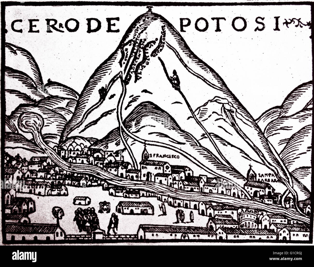 View of the Silver mining city of Potosi; in Peru; from Cronica de Peru